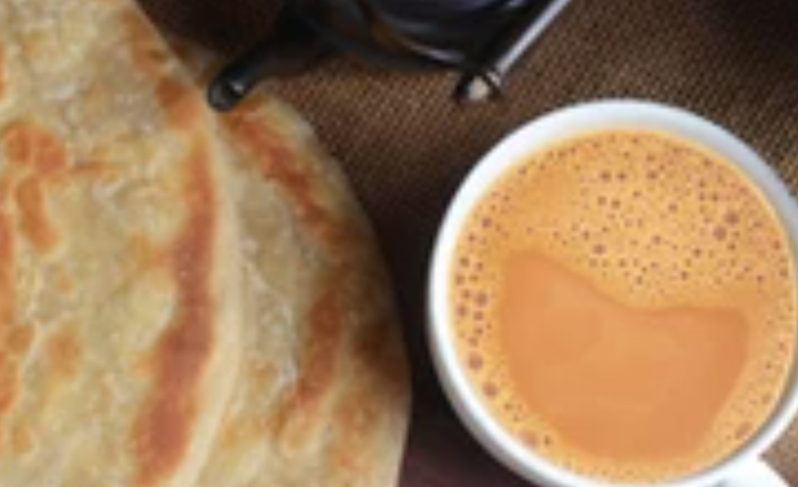 Tea and shredded roti pieces